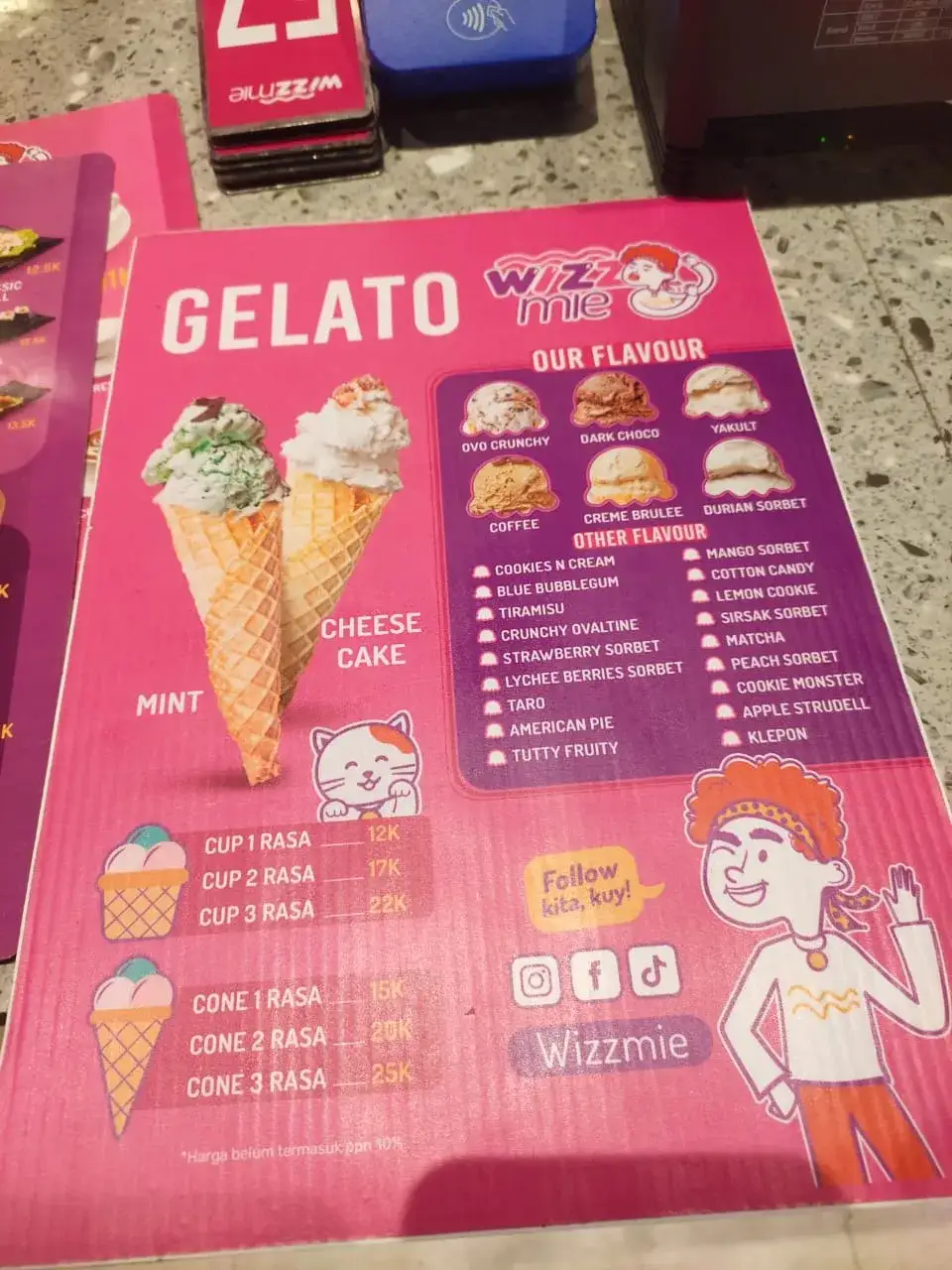 Harga menu gelato